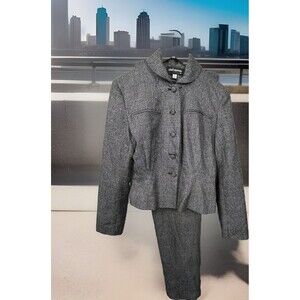 Chad Stevens Suit Vintage Y2K Crop Peter Pan Jacket High Waist Pants 2pc Black 6